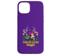 Carcasa para iPhone 15 Plus Divertida Magia de Mardi Gras con Cuentas de Calavera y Velas
