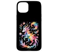 Carcasa para iPhone 15 Plus Divertidas Criaturas mágicas Acuarela Salpicadura Abstracto