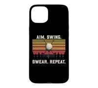 Carcasa para iPhone 15 Plus Divertido Juego de Palabras del Equipo de Golf con el Objetivo del Swing jurar Repetir Golf Retro