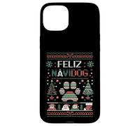 Carcasa para iPhone 15 Plus Divertido Juego de Palabras para dueño de Perro de Navidad - Feliz Navidog Ugly Christmas