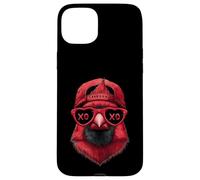Carcasa para iPhone 15 Plus Divertido Pájaro Rojo Cardenal Norteño Gafas Sol Ilustración