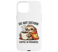 Carcasa para iPhone 15 Plus Do Not Disturb Coffee Sloth Cute Funny Morning Mood Tees