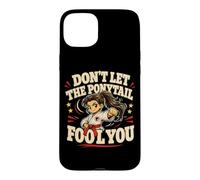 Carcasa para iPhone 15 Plus Don't Let The Ponytail Fool You Karate Girls Cinturón Negro