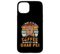 Carcasa para iPhone 15 Plus Drink Coffee and Pet My Shar Pei Dog Lover Puppy