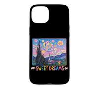 Carcasa para iPhone 15 Plus Dulces sueños Lindos Van Gogh Noche Estrellada Pintura Caramelos