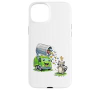 Carcasa para iPhone 15 Plus Dumpy The Garbage Truck Limpieza de Basura con niños Mapache