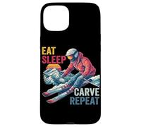 Carcasa para iPhone 15 Plus Eat Sleep Carve Repeat - Ski Driver Sunset Ski Design