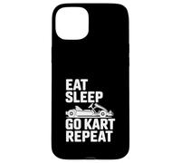 Carcasa para iPhone 15 Plus Eat Sleep Go Kart Repeat Divertido Ventilador de Carreras