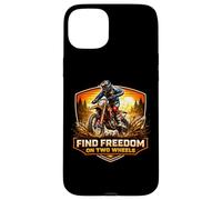 Carcasa para iPhone 15 Plus Encuentra la Libertad en Dos Ruedas Dirt Bike Motocross MX Rider Sun