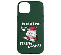 Carcasa para iPhone 15 Plus Es Gracioso mirarme Siendo Tan Festivo y esas Cosas como un Gato navideño