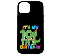 Carcasa para iPhone 15 Plus Es mi cumpleaños 10 Dinosaurio T-Rex niño de 10 años Divertido