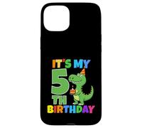 Carcasa para iPhone 15 Plus Es mi Quinto cumpleaños Dinosaurio T-Rex niño de 5 años Divertido