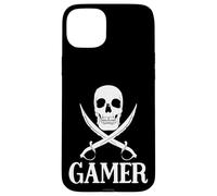 Carcasa para iPhone 15 Plus Espadas Piratas del Jugador con el Equipo del Juego del cráneo para los Juegos del Pirata
