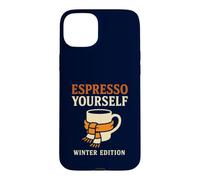 Carcasa para iPhone 15 Plus Espresso Yourself Winter Edition Divertido Juego de Palabras para Amantes del café
