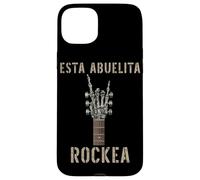 Carcasa para iPhone 15 Plus Esta Abuelita Rockea Mano de Esqueleto Music Rock Guitar