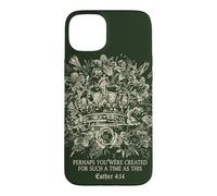 Carcasa para iPhone 15 Plus Esther Cuatro Catorce Fe Cristiana Corona Floral Reina