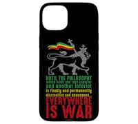 Carcasa para iPhone 15 Plus Everywhere IS War Discurso Haile Selassie León Judá Reggae