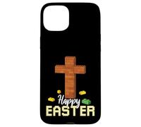 Carcasa para iPhone 15 Plus Feliz Pascua Bloque Constructor de Ladrillos de Construcción Jesús Cruz Fe