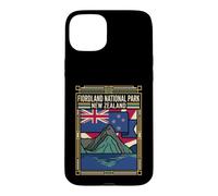 Carcasa para iPhone 15 Plus Fiordland National Park Nueva Zelanda Bandera Gráfico de Viaje
