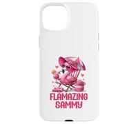 Carcasa para iPhone 15 Plus Flamazing Sammy Pink Flamingo Tropical Beach Trip Mujer