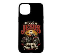 Carcasa para iPhone 15 Plus Follow Jesus He is The Way Christian Motorcycle Gospel Biker