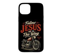 Carcasa para iPhone 15 Plus Follow Jesus He is The Way Christian Motorcycle Gospel Biker