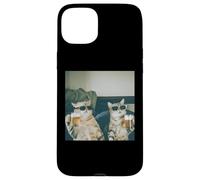 Carcasa para iPhone 15 Plus Foto Retro de Gatos con Cerveza Divertida, Divertida Fiesta de Gatos enfriados con Alcohol