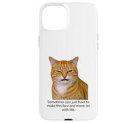 Carcasa para iPhone 15 Plus Funny Angry Annoyed Cat Face Meme Unimpressed Orange Cat Pun