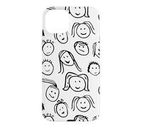Carcasa para iPhone 15 Plus Funny Artsy Linocut Kids Faces, Lindo Sonriendo riendo