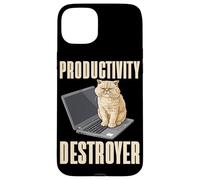 Carcasa para iPhone 15 Plus Funny Cat Productivity Destroyer Dueño de Gato Humor Amante de los Gatos