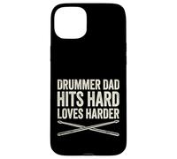 Carcasa para iPhone 15 Plus Funny Dad Vintage Papa Rock Metal Tambores Hits Music Gift