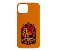 Carcasa para iPhone 15 Plus Funny Halloween I'D IR AL Infierno Y Volver para MI Gato