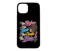 Carcasa para iPhone 15 Plus Funny Jesus Follower Christian Hairstylist Peine Fe