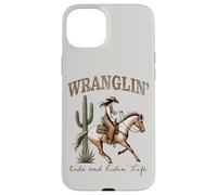 Carcasa para iPhone 15 Plus Funny Mom Riding. Western Cowboy Mama Wranglin' Kids