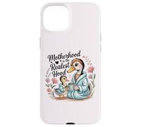 Carcasa para iPhone 15 Plus Funny Motherhood Is The Realest Hood Día de la Madre Goose Mom