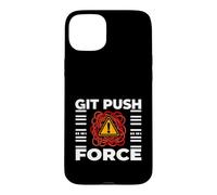 Carcasa para iPhone 15 Plus Funny Programmer Coding Git Push Force Warning