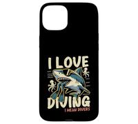 Carcasa para iPhone 15 Plus Funny Shark I Love Buceo Snorkel Snorkeler Buceo Buceador