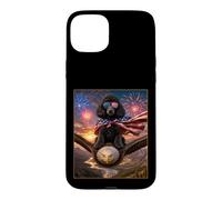 Carcasa para iPhone 15 Plus Gafas con diseño de Perro caniche Negro sobre águila Calva con Bandera Americana