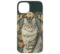 Carcasa para iPhone 15 Plus Gato Maine Coon Vintage Estilo William Morris