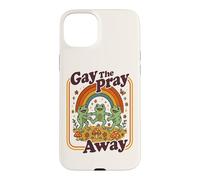 Carcasa para iPhone 15 Plus Gay The Pray Away | Lindo Divertido Queer Frogs Rainbow Retro