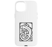 Carcasa para iPhone 15 Plus Gecko Linocut Style Minimalista Animal Art