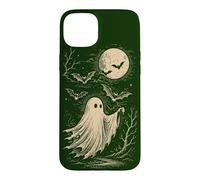 Carcasa para iPhone 15 Plus Ghost Bats Moon Spooky Haunted Espeluznante Halloween