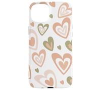 Carcasa para iPhone 15 Plus Girly Coquette Cute Pink Heart Sage Green Hearts Valentines