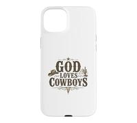 Carcasa para iPhone 15 Plus God Loves Cowboys Western Rodeo Country Faith Cowboy