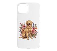 Carcasa para iPhone 15 Plus Goldie Sporting Dog Vintage Flowers Floral Golden Retriever