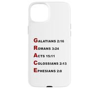 Carcasa para iPhone 15 Plus Grace Acrostic - 5 Christian Faith Bible Verse Scriptures