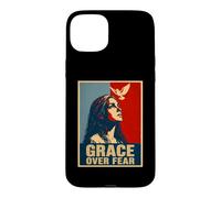 Carcasa para iPhone 15 Plus Gracia sobre el Miedo Mujer Cristiana Paloma Fe