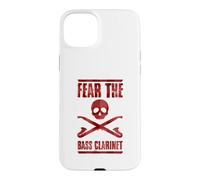 Carcasa para iPhone 15 Plus Gráfico clarinetista de Halloween para Clarinete Fear The Bass