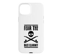 Carcasa para iPhone 15 Plus Gráfico clarinetista de Halloween para Clarinete Fear The Bass