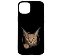 Carcasa para iPhone 15 Plus Gráfico de Animal Caracal Wild Cat Breaking Through Torn Hole